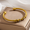 304 Stainless Steel Crystal Rhinestone Open Cuff Bangles with Wrap Knot WGAAB88-02-1