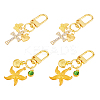 4Pcs 2 Styles Starfish & Cross Alloy Pendant Decoration HJEW-HS00001-1