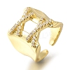 Rack Plating Letter X Brass Clear Cubic Zirconia Open Cuff Rings RJEW-S411-25G-1