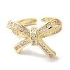 Bowknot Brass Micro Pave Clear Cubic Zirconia Open Cuff Rings for Women LS-RJEW-C098-26G-2