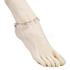 201 Stainless Steel Moon Star & Natural Dyed Malaysia Jade Round Charm Brass Bar Link Chain Anklets AJEW-AN00732-01-3