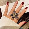Alloy & Rhinestone/Synthetic Quartz Cuff Rings FS-WGD97BC-01-3
