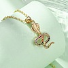 Brass Micro Pave Colorful Cubic Zirconia Snake Pendant Necklaces LS-NJEW-S438-02H-G-3