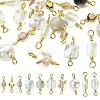 20Pcs 10 Styles Faceted Clear Glass Oval Connector Charms and Natural Agate(Dyed & Heated) Faceted Round Links KK-FS0001-91-1