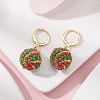Handmade MIYUKI Japanese Seed Braided Round Ball Dangle Leverback Earrings EJEW-MZ00073-01-2