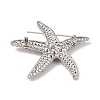 Starfish Alloy Rhinestone Sea Animal Brooches JEWB-S023-01B-2
