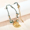 304 Stainless Steel Shell Shape Pendant Cotton Cord Necklaces NJEW-C093-05B-G-1