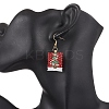 Rectangle with Christmas Tree Glass Seed Bead with 304 Stainless Steel Dangle Earrings EJEW-MZ00535-3