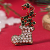 Christmas Theme Zinc Alloy Rhinestone Brooches for Backpack Clothes LK8386-13-1