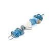 16Pcs 16 Styles Mixed Gemstone Chip Beaded with Brass Heart Connector Charms PALLOY-JF03059-02-4