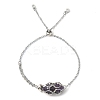 Natural Mixed Gemstone Bullet Link Slider Bracelets BJEW-JB09901-2