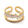 Brass with Cubic Zirconia Open Cuff Rings RJEW-B053-03-2