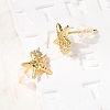 Brass Micro Pave Clear Cubic Zirconia Stud Earrings EJEW-C158-13A-G-3