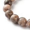 10mm Natural Black Sunstone Round Beads Stretch Bracelet for Men Women BJEW-JB07299-02-4