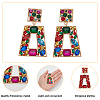 3 Pairs 3 Colors Rhinestone Rectangle with Trapezoid Dangle Stud Earrings EJEW-AN0001-03-3