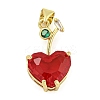 Rack Plating Brass Micro Pave Clear Cubic Zirconia Pendants X-ZIRC-L100-161G-03-1