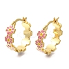 Rack Plating Flower Brass Hoop Earrings EJEW-H016-41G-02-1