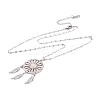 Non-Tarnish Woven Net/Web with Feather 201 Stainless Steel Boho Pendant Necklaces for Women NJEW-G087-05P-3