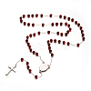 Cross 304 Stainless Steel Rosary Beaded Necklaces X-NJEW-L414-37B-1
