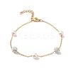 6mm Round Polymer Clay Rhinestone & Imitation Pearl Link Bracelets BJEW-B082-03G-2