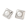 Square 304 Stainless Steel Stud Earrings EJEW-U003-36P-1