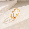 Classic Brass Micro Pave Clear Cubic Zirconia Finger Rings QN8130-6-1