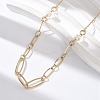 304 Stainless Steel & Glass Pearl Oval Link Chain Necklaces for Women NJEW-A045-04G-1-3