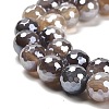 Electroplated Natural Botswana Agate Round Beads Strands G-L598-A03-02-4