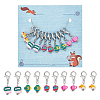 10Pcs 5 Style Ocean Fish Handmade Polymer Clay Pendant Stitch Markers HJEW-NB00033-1