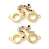 Rack Plating Brass Colorful Cubic Zirconia Bicycle Connector Charms KK-C084-17G-1