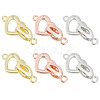 6Pcs 3 Colors Brass Pave Clear Cubic Zirconia Fold Over Clasps KK-CA0002-68-1