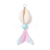 Dyed Natural Howlite Round & Natural Cowrie Shell & Cellulose Acetate(Resin) Mermaid Tail Big Pendants PALLOY-JF04122-3