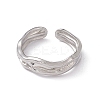 Non-Tarnish 304 Stainless Steel Twist Wave Open Cuff Ring for Women LS-RJEW-C045-23P-2