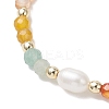 Natural Amazonite & Agate & Green Aventurine &  Cultured Freshwater Pearl  Beads Braided Bead Bracelets for Women BJEW-JB12666-01-3