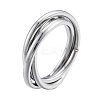 201 Stainless Steel Triple Criss Cross Finger Ring for Women RJEW-N043-19P-1