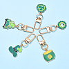 5Pcs 5 Styles Saint Patrick's Day Alloy Enamel Pendant Decoration HJEW-YW00086-01-1