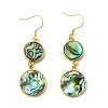 Brass Natural Abalone Shell Dangle Earrings EJEW-F388-01F-G-4