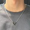 Letter V 304 Stainless Steel with Natural Shell Pendant Necklaces FS-WGFDEEC-04-2