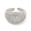 Real Platinum Plated Brass Micro Pave Clear Cubic Zirconia Cuff Rings RJEW-L113-016P-03-2