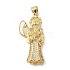 Brass Micro Pave Cubic Zirconia Shell Pendants KK-D328-06G-1