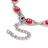 304 Stainless Steel Horse Eye Link Chain Bracelet with Resin Evil Eye Beaded for Women BJEW-F439-01P-4