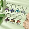 7Pcs Natural & Synthetic Mixed Stone Tree of Life Keychains KEYC-JKC01369-1