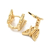 Brass Pave Clear Cubic Zirconia Hoop Earrings EJEW-M258-18G-2