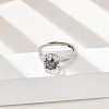 Rhodium Plated 925 Sterling Silver Moissanite Adjustable Rings for Women RJEW-U038-07P-3