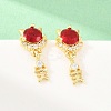 Brass Micro Pave Cubic Zirconia Dangle Stud Earrings EJEW-F405-24G-6