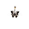 316L Surgical Stainless Steel Black Cubic Zirconia Butterfly Curved Barbell Belly Rings WG4CABC-05-2