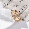 Brass Micro Pave Clear Cubic Zirconia Cuff Finger Rings for Women RJEW-G337-27G-1