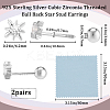 2 Pairs 925 Sterling Silver Micro Pave Clear Cubic Zirconia Flower Cartilage Earrings EJEW-BBC0001-57P-2