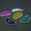 Electroplated Natural & Dyed Agate Big Pendants G-N0167-028-1