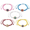 Handmade Lampwork Evil Eye & Glass Seed Beads Braided Bead Bracelets BJEW-MZ00090-1